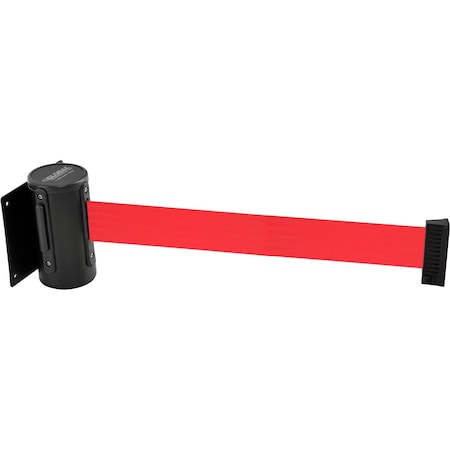 Global Industrial Wall Mount Retractable Belt Barrier, Black Case W/7-1/2' Red Belt 708410RD